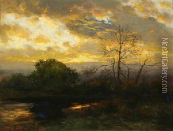 Sunset Oil Painting - Charles Partridge Adams