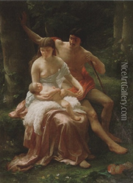 The Shepherd's Family Oil Painting - Adolph Langhard