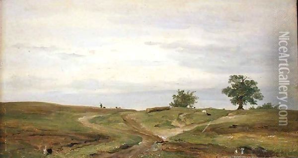 Upper Bavarian Landscape Oil Painting - Jacob C. Eduard Averberg