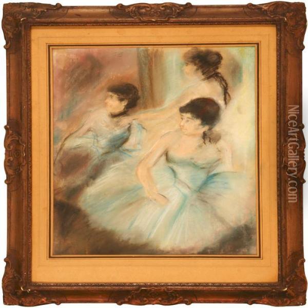 Three Ballet Girls Oil Painting - Edgar Degas