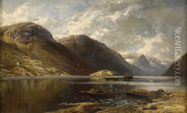 Blick Auf Den Sorr Fjord Von Odde Oil Painting - Karl Paul Themistocles von Eckenbrecher