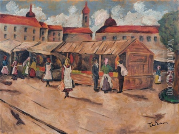 Auf Dem Markt Oil Painting - Erno Tibor