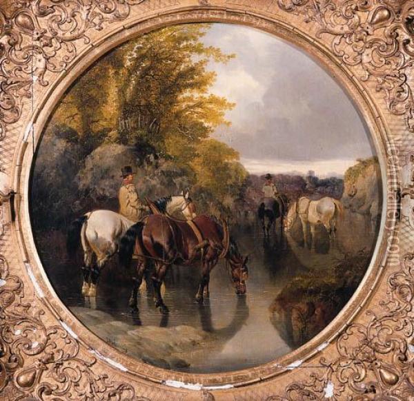 Refreshing The Horses Oil Painting - John Frederick Herring Snr