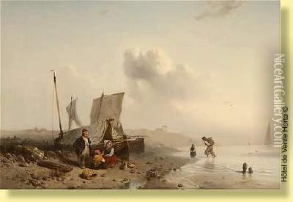 Enfants De Pecheurs En Bord De Mer Oil Painting - Friedrich, Fritz Hildebrandt