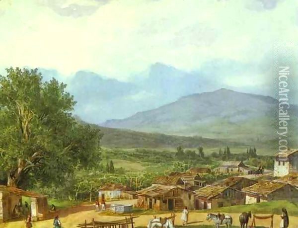 Village of San Rocco near the Town of Corfu Oil Painting - Jules-Elie Delaunay