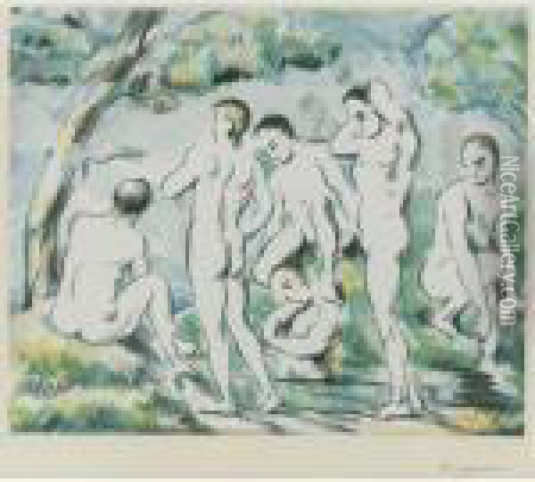 The Small Bathers Oil Painting - Paul Cezanne