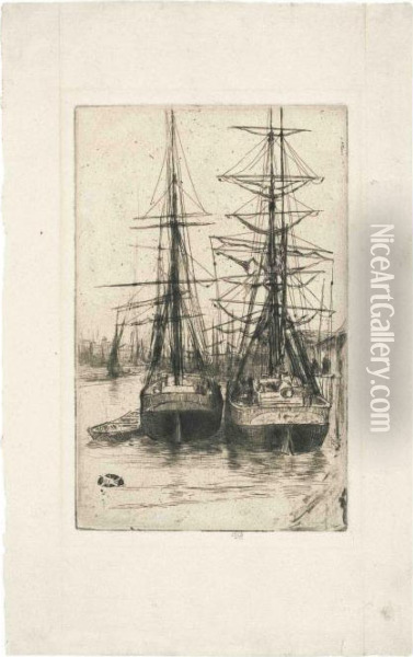 Two Ships Oil Painting - James Abbott McNeill Whistler