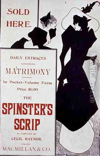 Poster advertising 'The Spinster's Scrip' Oil Painting - Aubrey Vincent Beardsley