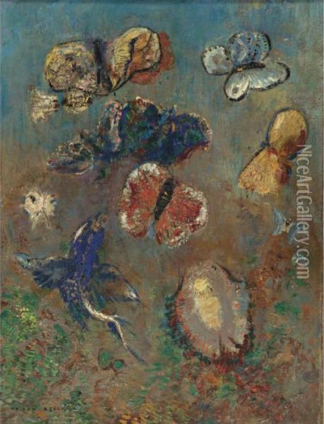 Papillons Oil Painting - Odilon Redon