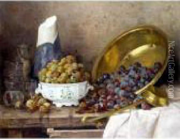 Still Life With Plums Oil Painting - Eugene Claude