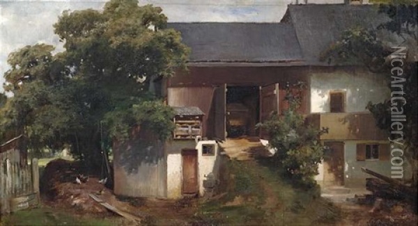 An Einem Bauernhof Oil Painting - Jakob Gruenenwald