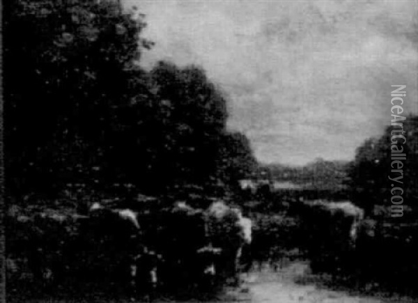 Cows At The Brook Oil Painting - George Arthur Hays