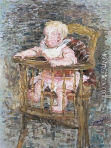 Kindje In Een Kinderstoel Oil Painting - Jenny Montigny