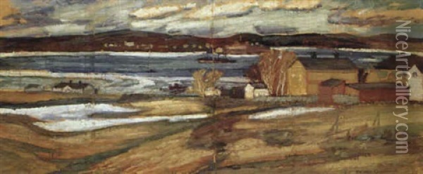 Utsigt Mot Sundsvallsfj,rden Oil Painting - Helmer Osslund