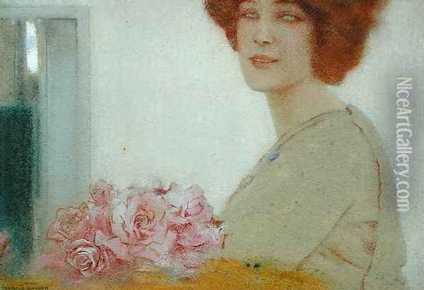 Roses, 1912 Oil Painting - Fernand Khnopff