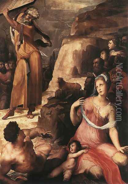 Moses and the Golden Calf 1536-37 Oil Painting - Domenico Beccafumi