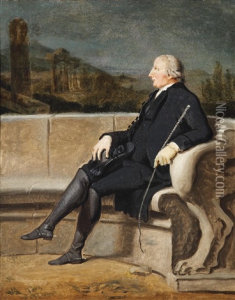 Bildnis Eines Edelmannes, Im Hintergrund Das Grabmal Der Mamia, Pompeii Oil Painting - Johann Heinrich Wilhelm Tischbein