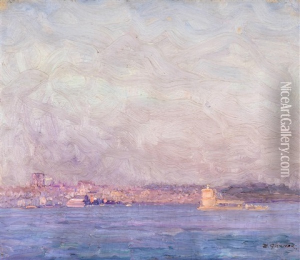 Sydney Harbour With Fort Denison Oil Painting - Elioth Gruner