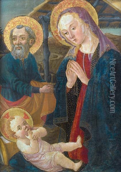 The Holy Family Oil Painting - Master Of San Miniato