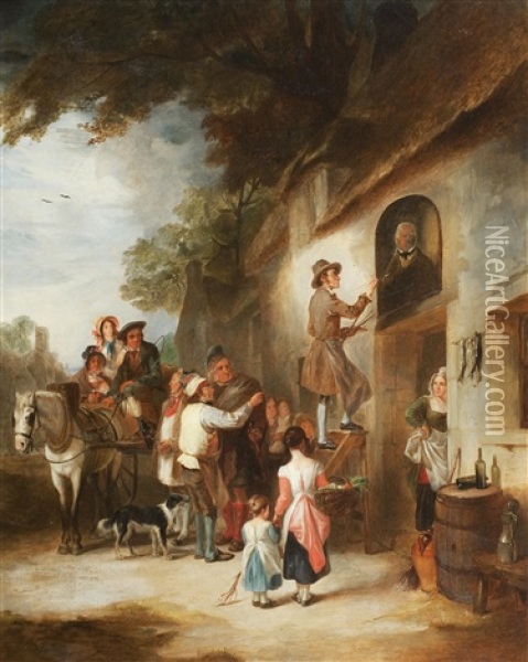 The Village Signwriter Oil Painting - Alexander Fraser the Younger