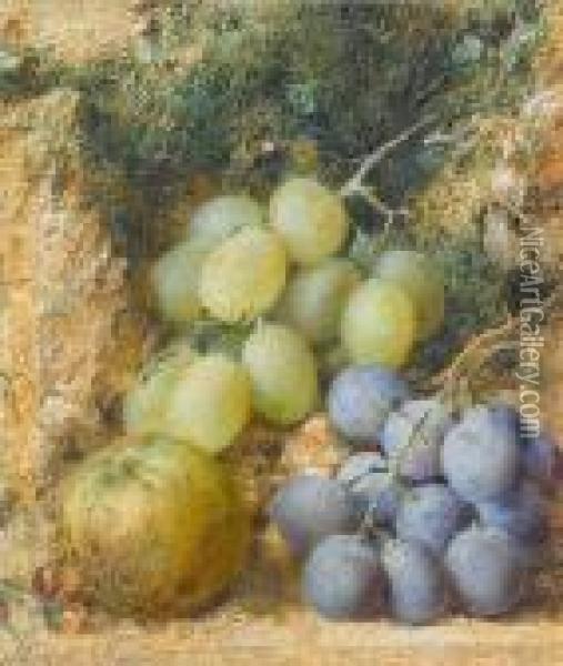 Still Life Of Grapes And Apple Oil Painting - William Henry Hunt