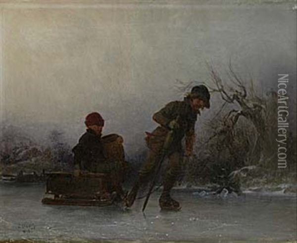 Barn Pa Skridsko Oil Painting - Carl Theodor Staaf