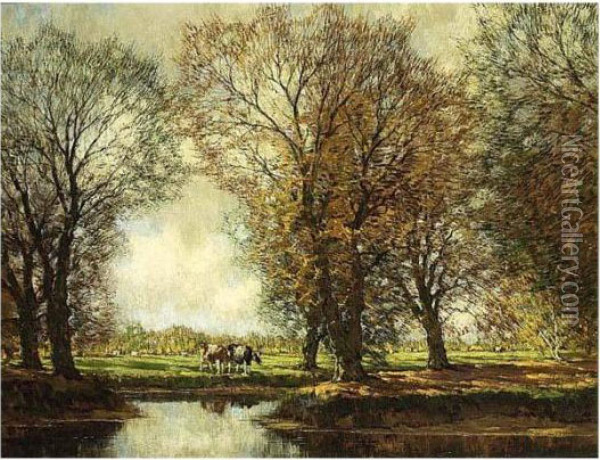 An Autumn Landscape, Vordense Beek Oil Painting - Arnold Marc Gorter