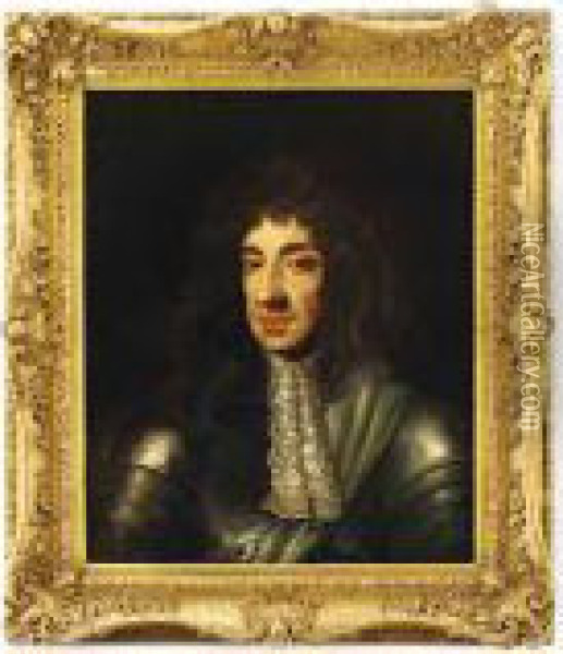 Portrait Of King Charles Ii (1630-1685), Bust-length, Inarmour Oil Painting - Sir Peter Lely