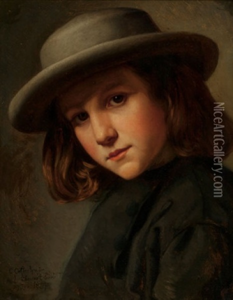 Portrait Of K.l. Stewart Cobb, 1887 Oil Painting - Carl August Heinrich Ferdinand Oesterley