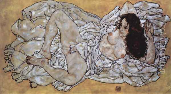 Lying woman Oil Painting - Egon Schiele