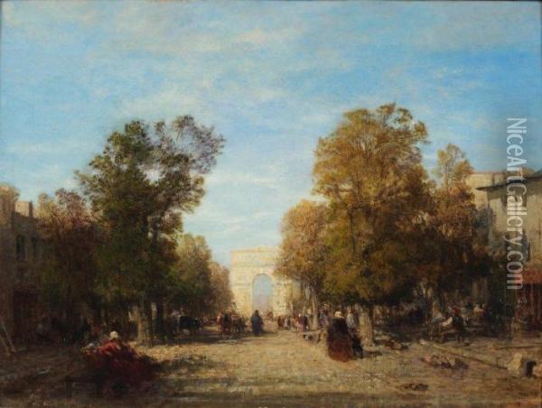 Paris, L'arc De Triomphe Depuis L'avenue De Neuilly Oil Painting - Felix Ziem