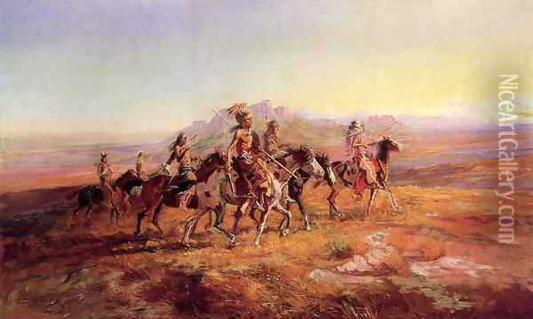 Sun River War Party Oil Painting - Charles Marion Russell