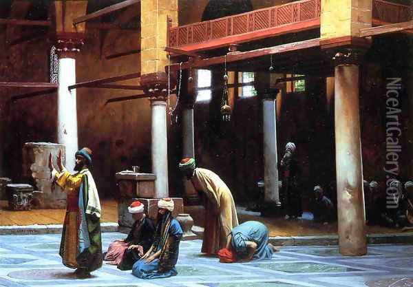 Prayer In The Mosque Oil Painting - Jean-Leon Gerome