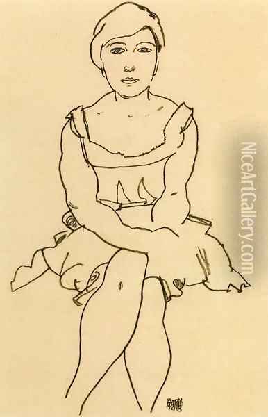 Sitting Woman Oil Painting - Egon Schiele