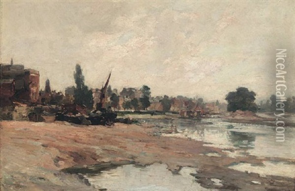 The Thames At Isleworth Oil Painting - Joseph Milne