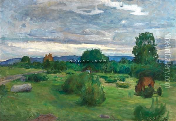 Landskap Fra Stange Oil Painting - Harriet Backer