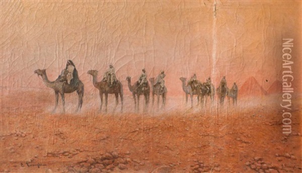 Camellos Oil Painting - Enrico Tarenghi