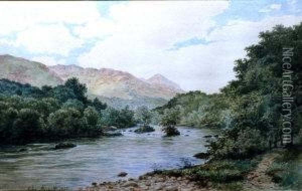 The River Earn, St Fillans Oil Painting - John Nesbitt