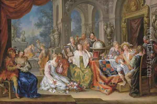 Allegory of the Five Senses Oil Painting - Johann Georg Platzer