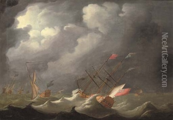 The Royal Yacht "carolina", With King George I On Board, Returning To England In 1726 Oil Painting - Peter Monamy