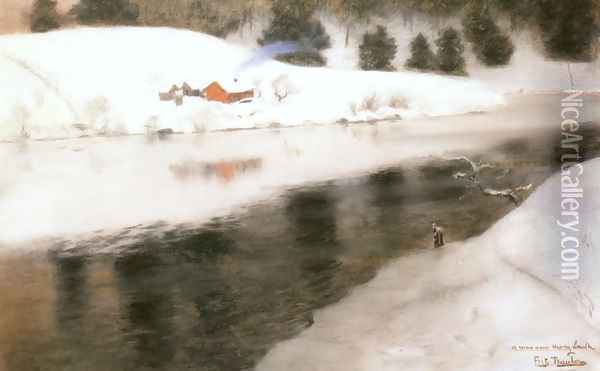Winter at Simoa River Oil Painting - Fritz Thaulow