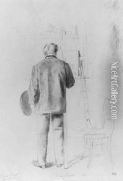 An Artist Painting At His Easel Oil Painting - Franz Quaglio