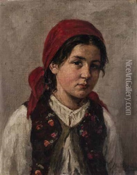 Junges Madchen In Tracht Oil Painting - Albert Mueller-Lingke