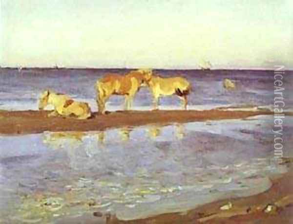 Horses On A Shore 1905 Oil Painting - Valentin Aleksandrovich Serov