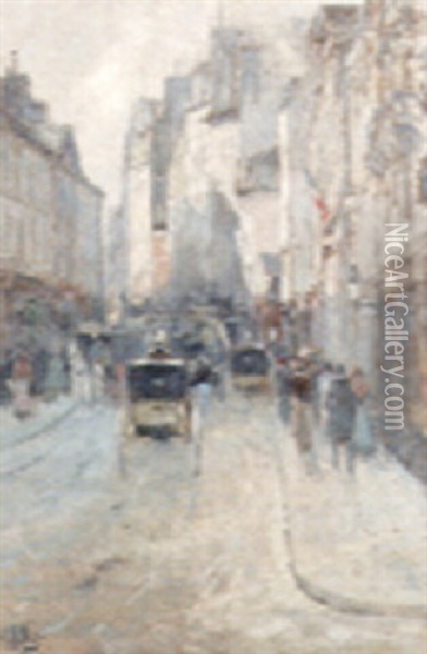 Rue De St. Peres, Paris Oil Painting - Eugene Louis Gillot