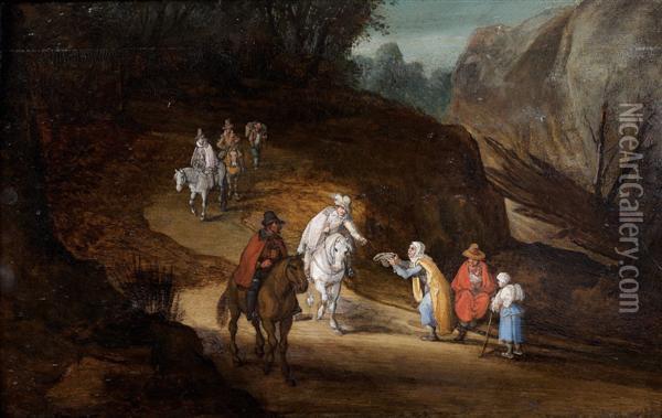 La Generosite Des Cavaliers, Fragmentaire Oil Painting - Jan Brueghel the Younger