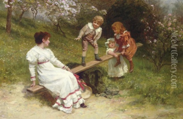 See Saw Oil Painting - Frederick Morgan