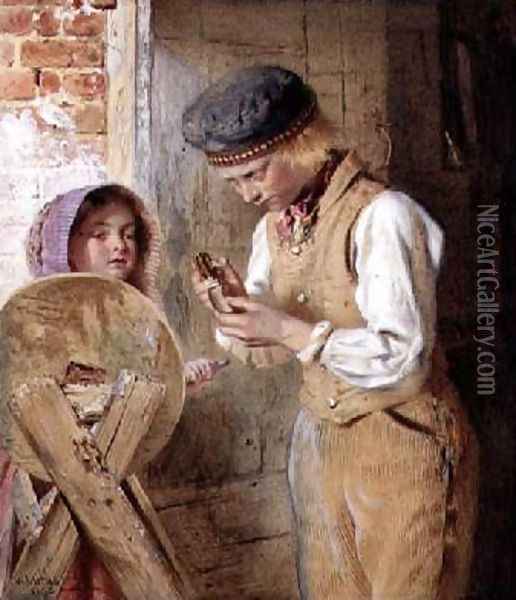Sharpening the knife 1868 Oil Painting - William Lucas