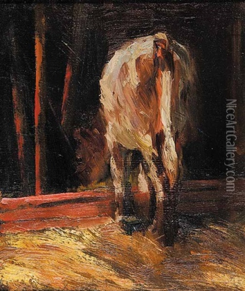 Untitled - Cow Feeding (study) Oil Painting - Farquhar McGillivray Strachen Knowles