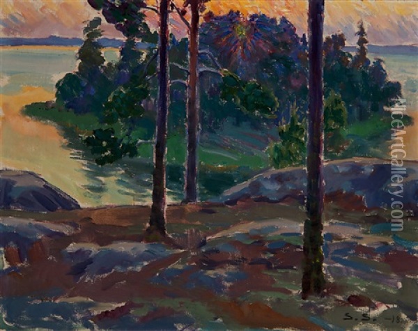 Sunset In The Archipelago Oil Painting - Santeri Salokivi